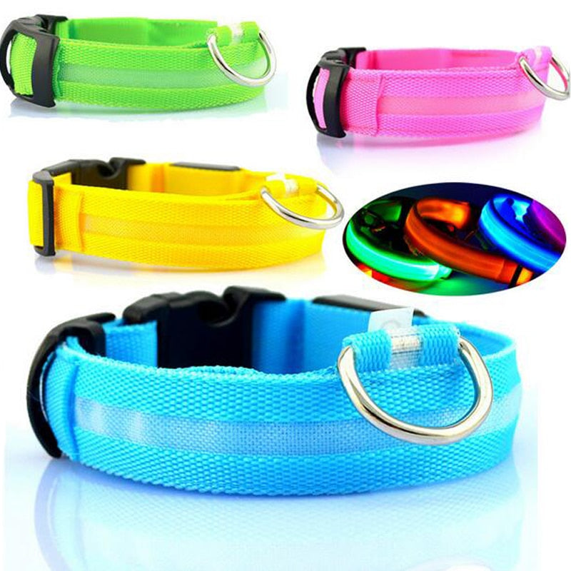 Nylon LED Dog Collar Light Night Safety LED Flashing Glow Pet Supplies