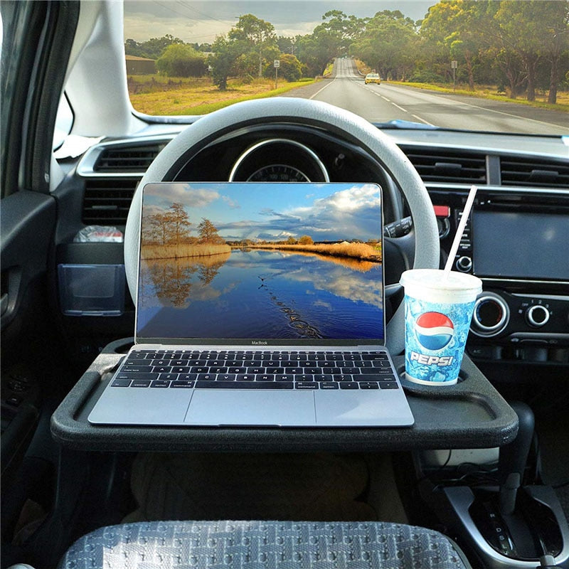 Car Desk Coffee Holder Laptop Computer Table Steering Wheel Universal Portable