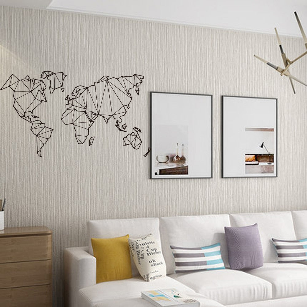 Large Size Geometric World Map Wall Sticker