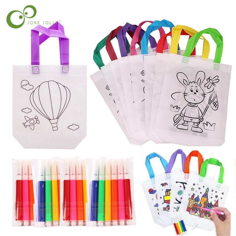 5 Sets DIY Graffiti Bag with Markers Handmade Painting