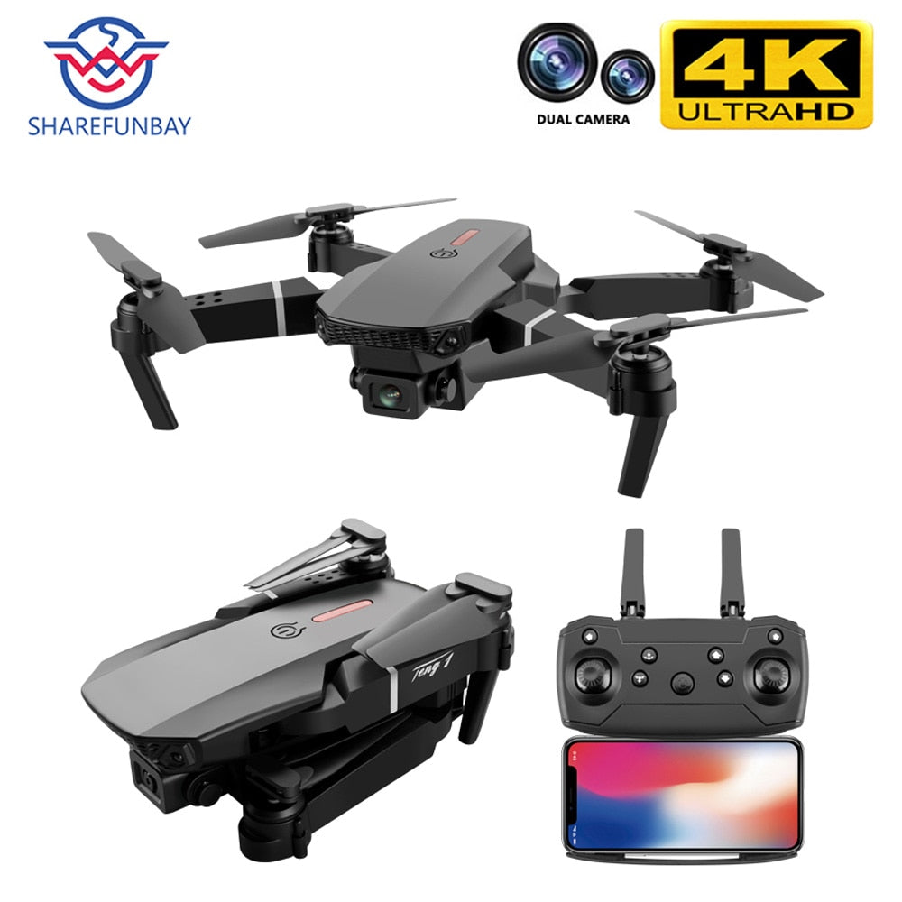 SHAREFUNBAY E88 pro drone 4k HD dual camera visual positioning