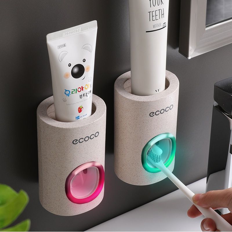 Automatic Toothpaste Dispenser Dust-proof Toothbrush Holder Wall Mount Stand