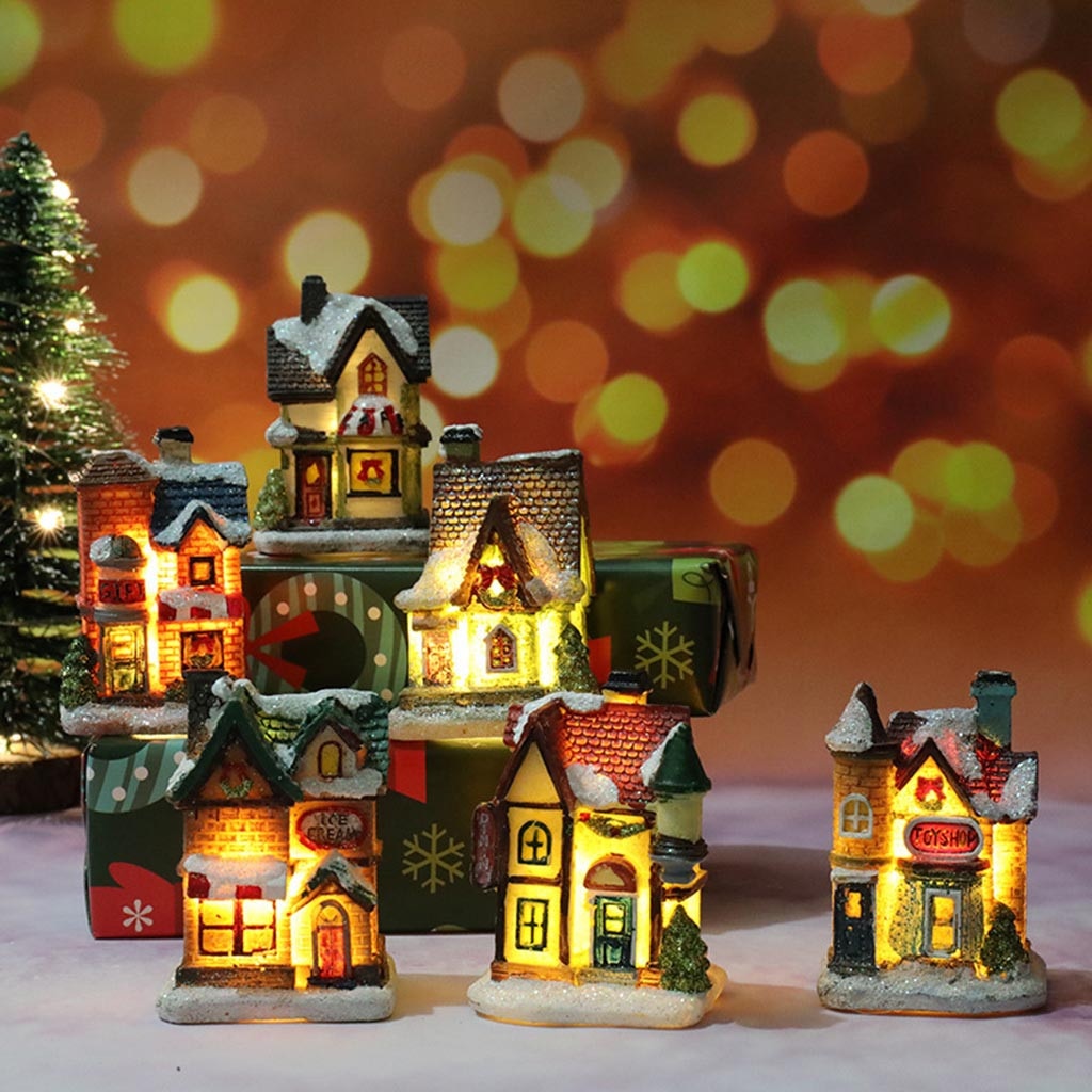 Resin Miniature House Furniture Led House Decorate Creative