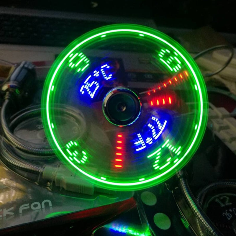 USB Fans Mini Time And Temperature Display