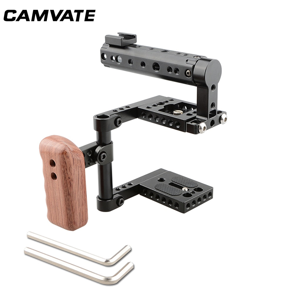 Quick Release Camera Half Cage With Wood Grip