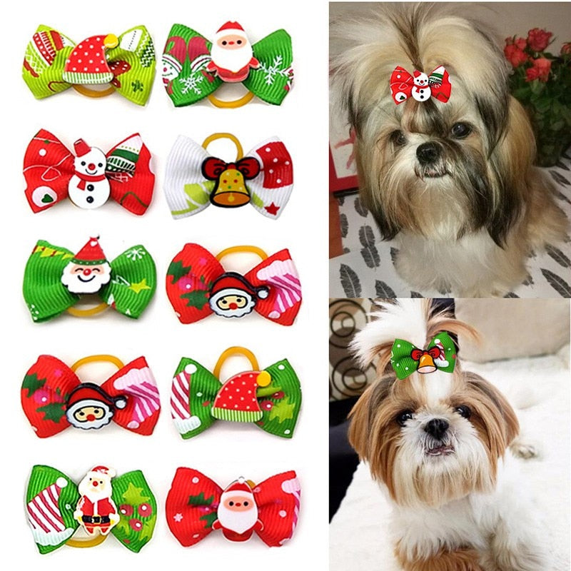 10pcs/set Christmas Dog Hair Clips Pet Xmas Hair Accessories