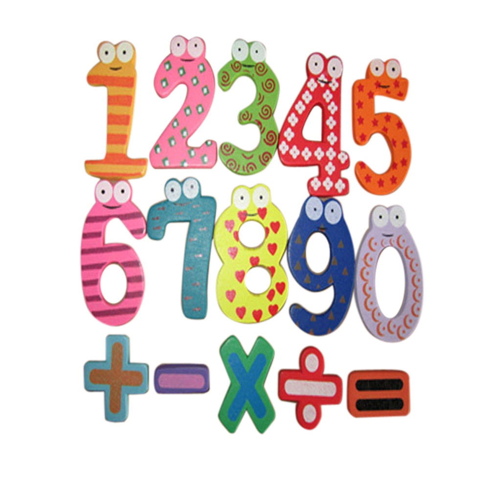 15pces Wooden Numbers Math Set Digital Baby Magnetic Figure Stick