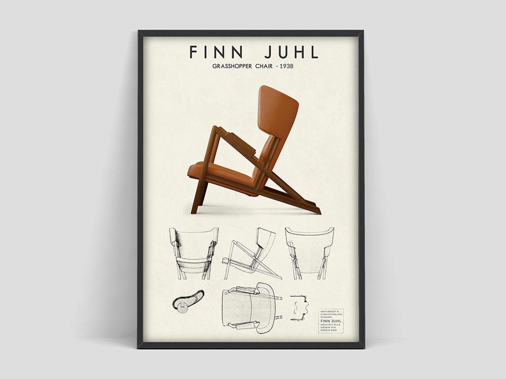 Finn Juhl design chair, Danish furniture poster