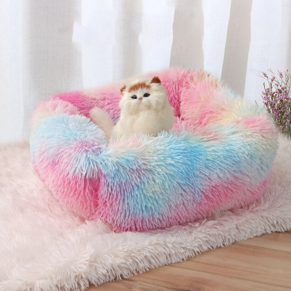 Soft Square Dog Bed Washable Long Plush Dog Bed House Winter Warm Sleeping Cats Nest