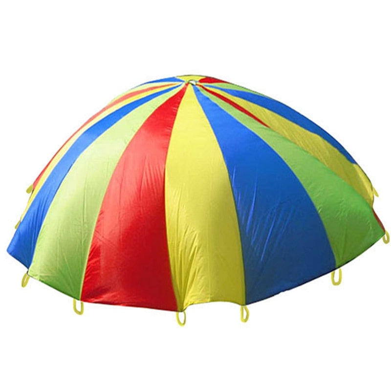 Dia 2M/3M Child Kid Sports Development Outdoor Rainbow Umbrella Parachute Toy Jump-sack Ballute Play Parachute 8/16 Bracelet